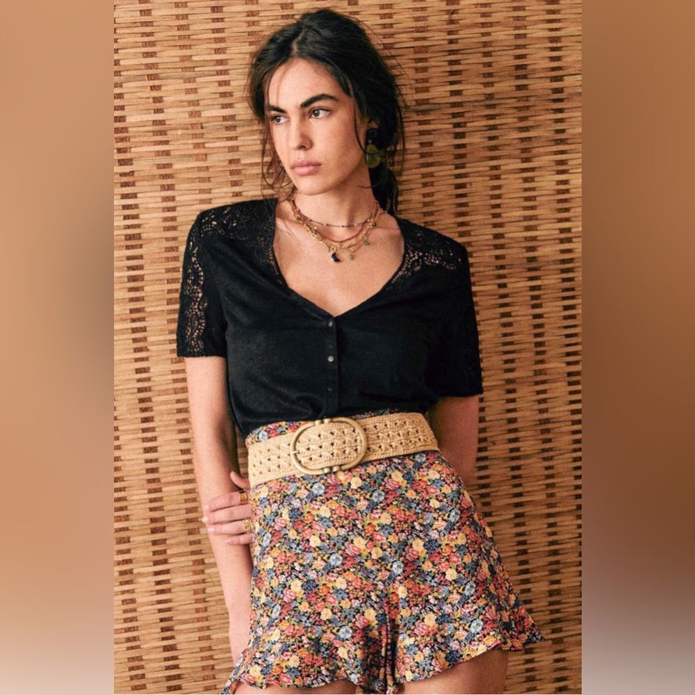 Sezane Lana black linen shirt